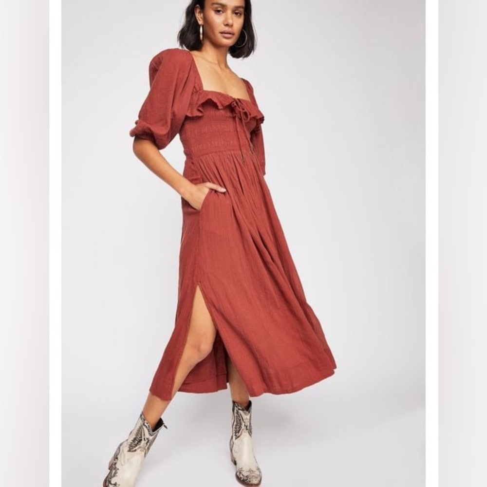 Free People Oasis Midi dress in size Small Auburn color